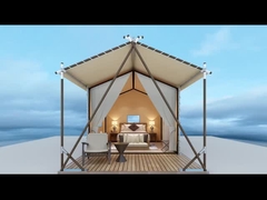 Tenda Safari Glamping Struktur Kayu Kuat Mewah Untuk Keluarga Tenda Lapisan Ganda