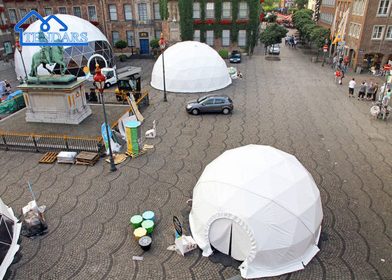 Beli Alloy Diperkuat 15m Dia Commercial Dome Tent Cover PVC Desain Geodetik untuk Tempat Restoran pembuatan online