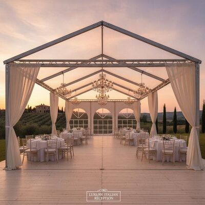 Beli Tenda Tenda Pernikahan Italia Mewah Bingkai Aluminium Lampu Gantung Gantung Gading Tempat Resepsi Pedesaan Tuscany pembuatan online