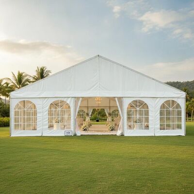Beli Luxury Wedding Marquee Tent Indonesia Elegant White PVC Event Pavilion Frame Aluminium TUV Sertifikasi untuk Upacara Luar Ruangan pembuatan online