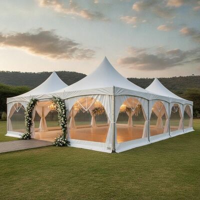 Beli Tenda Tenda Pernikahan Mewah Afrika Selatan Paviliun Acara PVC Putih Elegan Aluminium TUV Bersertifikat untuk Upacara Luar Ruangan pembuatan online