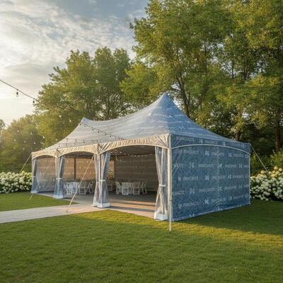 Beli Tenda Pesta Marquee Bermerek Cetak Kustom Paviliun Luar Ruangan Acara Perusahaan OEM pembuatan online