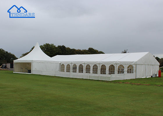 4x8m diperpanjang diperkuat Alloy Frame Party Marquee Tent Clear Span Desain Fire-Retardant PVC Canopy untuk keluarga