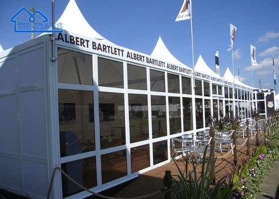 tahan api / tahan angin di luar ruangan kuat aluminium tinggi puncak kaca dinding tenda Pagoda tenda dijual