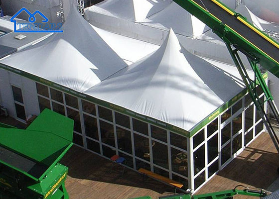 Tenda Pagoda Dinding Kaca Puncak Tinggi Luar Ruangan Tahan Angin Tahan Angin Aluminium Struktur Komersial Luar Ruangan