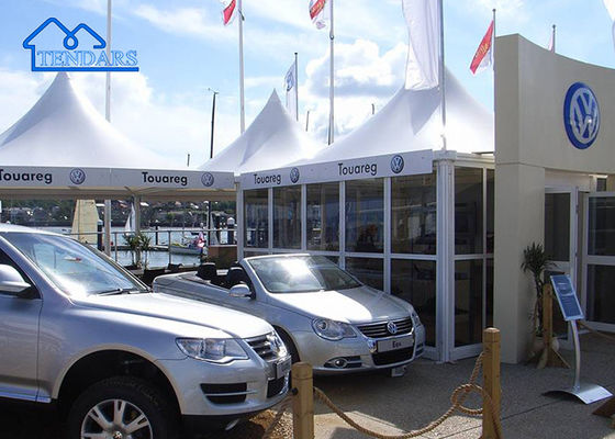 Gazebo Musim Panas Kain Pvc Putih Aluminium Pagoda Tenda Tahan UV Tahan Air Tahan Api
