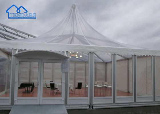Fire Retardant Lipat Pop Up Tent Display Pesta Pernikahan Acara Aluminium Pagoda Marquee Tents Custom Print Logo
