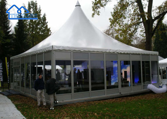 Tenda Pagoda Kain Putih PVC Dengan Perlakuan Permukaan Hot Dip Galvanized Tenda Pagoda Jerman