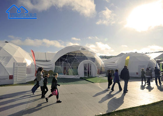 Alloy Diperkuat 4m Dia Commercial Dome Tent Cover PVC Panorama untuk Situs Glamping