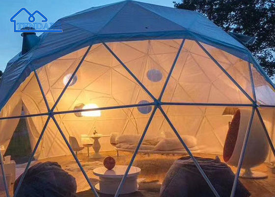 10m Dia Canvas Cotton Glamping Hotel Tent Aluminium Alloy Frame Pemandangan Panorama untuk Gunung Getaways