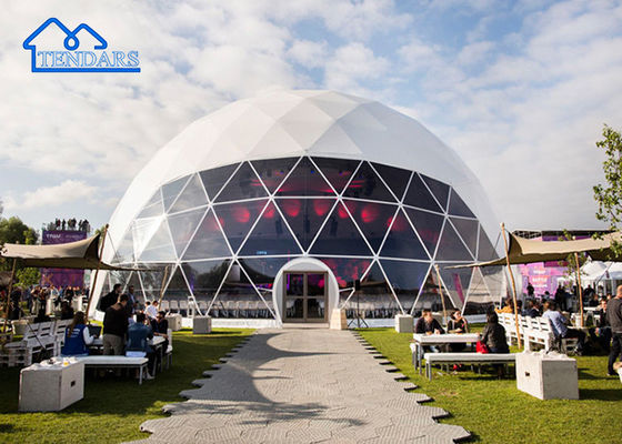 Tenda Hotel Dia Glamping 15m Frame Kayu Karet Lapisan Ganda PVDF Lapisan untuk Eco Lodges