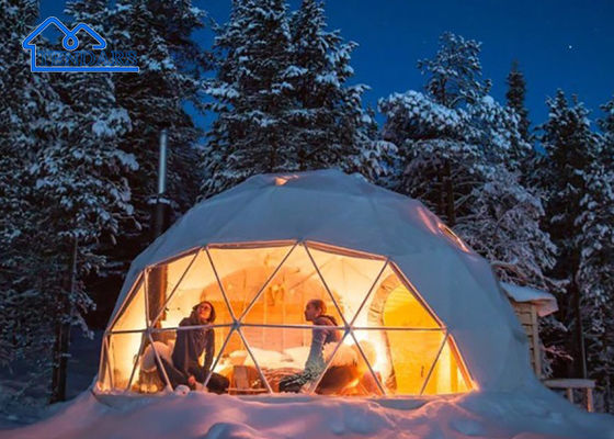 Aluminium Frame Glamping Geodesic Dome Tent Untuk Perjalanan Luar Ruangan Atap Atas Tenda Glamping