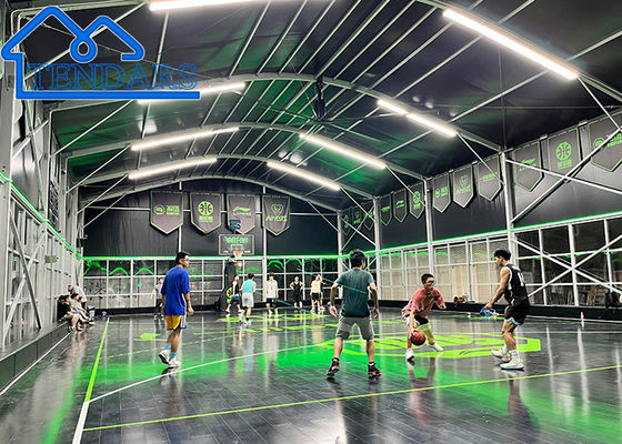 Tenda Gedung Olahraga Membran PVC Tahan Air 30x50m Paduan Aluminium Nilai Beban Salju untuk Lapangan Basket