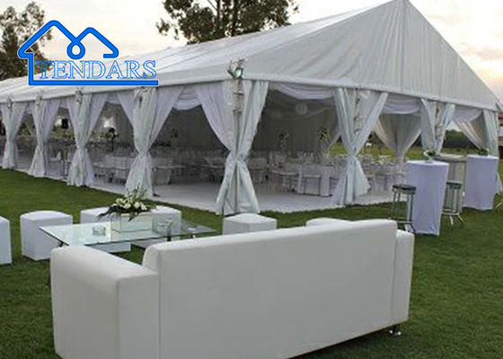 Kain PVC Spans yang jelas Perkawinan Marquee Tenda Pesta Perjamuan Drapery Putih Elegant Acara Canopy Struktur