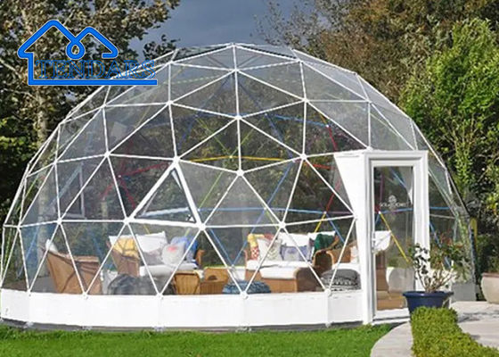 Tenda kubah geodetik transparan tebal putih Diameter 50m