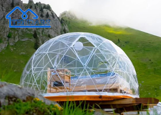 Rumah Gelembung Dengan Bingkai Baja Ruang Makan Luar Ruang, 16ft Trampolin Bulat, Tenda Glamping Dome Inflatable Untuk Dijual