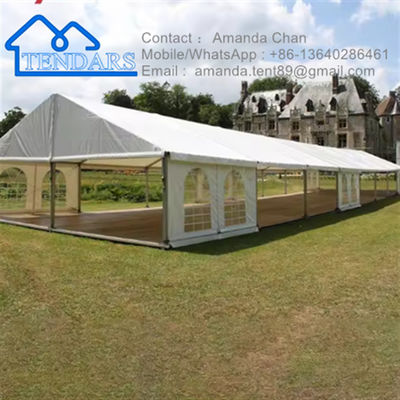 Tenda Kanopi Kain Putih Luar Ruangan Komersial Bingkai Aluminium Kain PVC Baru dengan Tenda Tenda Acara Acara Luar Ruangan Jendela