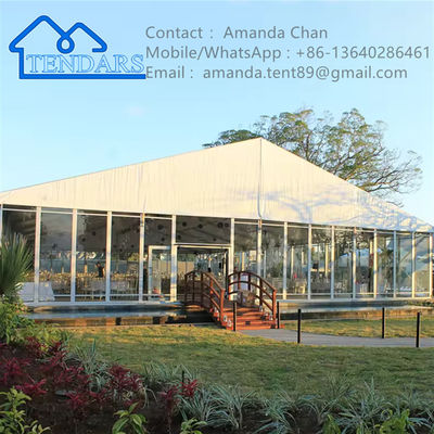 Kanopi Acara Gudang Pesta Tenda Tenda Pernikahan Komersial Putih PVC Mewah Kustom Besar Luar Ruangan
