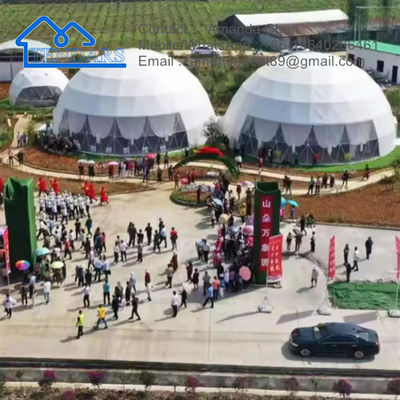 Liburan Modular Prefabrikasi Komersial Tenda Kubah Hotel Besar Luar Ruang Tenda Transparan Untuk Dijual