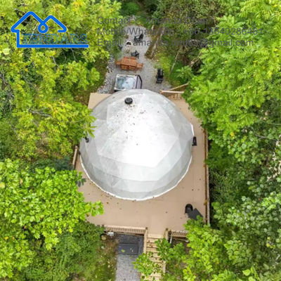 Tenda Kubah Komersial Tenda Glamping Igloo Luar Ruang Tenda Kubah Geodetik Dengan Kamar Mandi