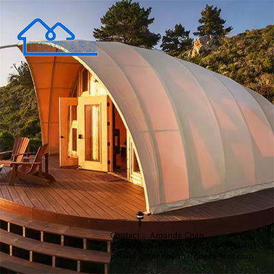 Waterproof Shell Bentuk Glamping Resort Hotel Tent Hotel Tutup Dengan Kamar Mandi