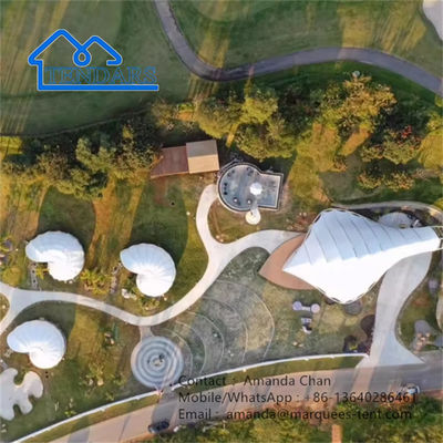 Tenda luar permanen berbentuk siput Prefab Eco Lodge Membran Struktur Tenda