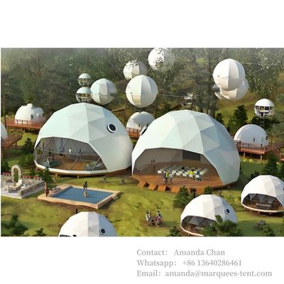 Semua Ukuran Disesuaikan Luxury Dome House Living Hotel Resort Glamping Tents Dengan Bathroom Steel