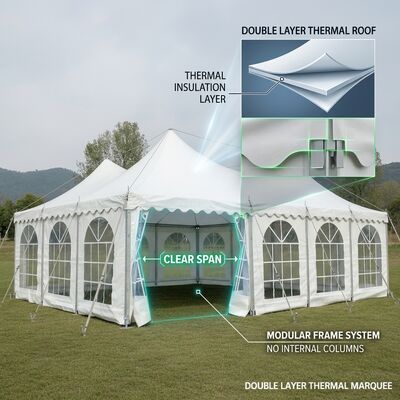 10x10m Sistem L L Series Clear Span Marquee Party Tent Cassette Lantai Kayu Ulang Tahun