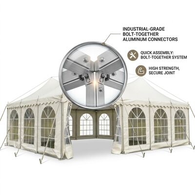 Tenda Tenda Pesta 6061/T6 Aloi Aluminium Tekan Keras Premium 6X6M Kit Dinding Samping Penuh Tempat Berlindung Acara Luar Ruangan
