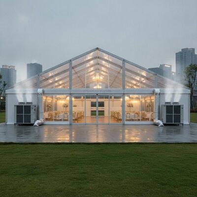 Gala Corporate Dinner Party Marquee Tent ABS Solid Wall Panel System Struktur Tempat Acara Premium yang Dikendalikan Iklim