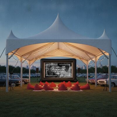 Drive In Cinema Outdoor Movie Party Marquee Tent Giant Screen Mounting European Film Festival Event Canopy Structure