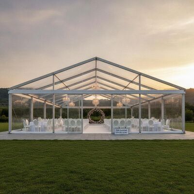 Luxury Glass Wall Wedding Party Marquee Tent TUV Certified DIN EN 13782 Jerman Premium Event Venue Clear Span