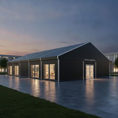 Premium Corporate Reception Marquee Tent Aluminium Frame Clear Span Design Blackout Panels Salon Prancis Evenementiel