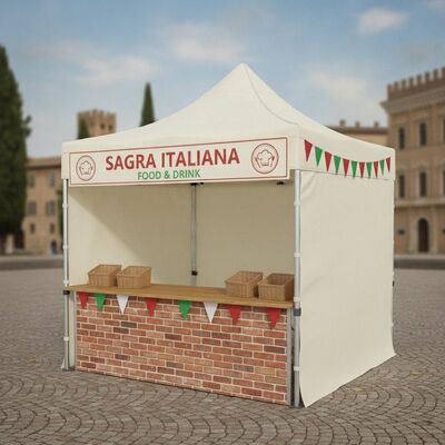 Portable Pop Up Folding Party Marquee Tent Aluminium Quick Setup Italian Sagra Food Festival Pasar Stall Canopy