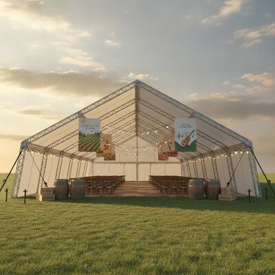 Heavy Duty Festival Party Marquee Tent Reinforced Aluminium Frame Storm Anchor Italian Music Wine Event Shelter
