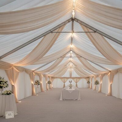Luxury TUV Certified Aluminium Party Marquee Tent Interior Curtains untuk acara pernikahan premium Belanda