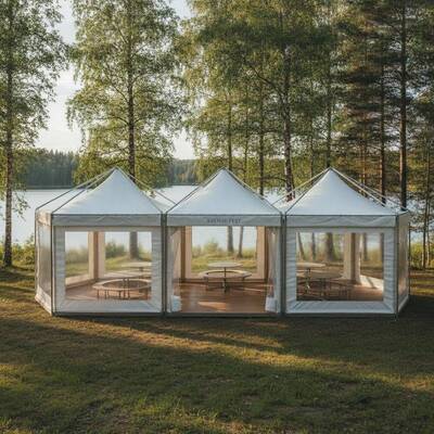 Skandinavian Design Modular Party Marquee Tent Versatile Lightweight Aluminium Frame untuk Perayaan Acara Swedia