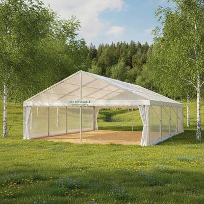 Eco Sustainable Recyclable Party Marquee Tent Waterproof PVC Fabric untuk Swedish Green Outdoor Events