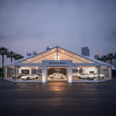 Tenda Tenda Pesta Pameran Pameran Mobil AS Tampilan Kendaraan Premium Acara Otomotif Struktur Kanopi Pameran Dagang Amerika