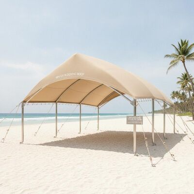 Tenda Marquee Beach Club dengan 98% atap yang memblokir sinar UV dan 316 Hardware baja tahan karat kelas Marinir untuk 130km/jam rating badai tropis