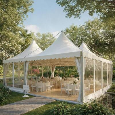 Tenda Pesta Marquee Singapura Kebun Pernikahan Acara Gazebo dengan dinding samping tahan UV Paviliun Shelter