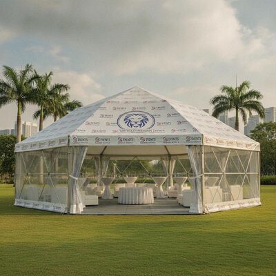 Tenda Tenda Pesta Bermerek Kustom Cetak Logo OEM Tempat Perlindungan Promosi Kanopi Sewa Acara Singapura