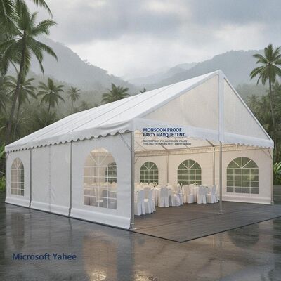 Monsoon Proof Party Marquee Tent Waterproof PVC Aluminium Frame Thailand Acara Luar Ruang Canopy Gazebo
