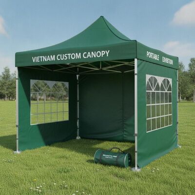 Tenda Pesta Pop Up Lipat Portabel Vietnam Kanopi Pameran Cetak Kustom 600D Oxford Tahan Air