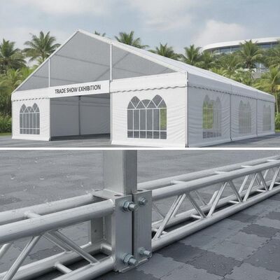 Heavy Duty Marquee Tent Indonesia Besar Span Waterproof Windproof Shelter Frame Aluminium untuk Pameran Perdagangan