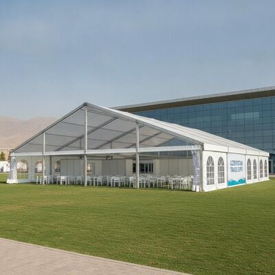 Tenda Tenda Pesta Pameran Komersial Struktur Aluminium Modular Kanopi PVC Acara Pameran Dagang Uzbekistan