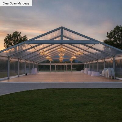 Tenda Pesta Marquee Bentang Jelas Tanpa Tiang Tengah Rangka Aluminium untuk Pengaturan Aula Acara Besar