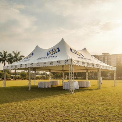 Tenda Pesta Aluminium Cetak Logo Kustom Nigeria Branding Bisnis Acara